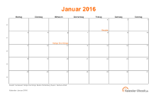 Kalender Januar 2016 zum Ausdrucken Kalender Januar 2016 mit Feiertagen