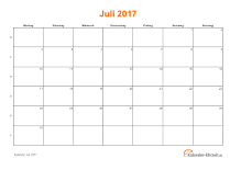 Kalender Juli 2017 mit Feiertagen