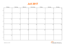Kalender Juli 2017 zum Ausdrucken Kalender Juli 2017 mit Feiertagen