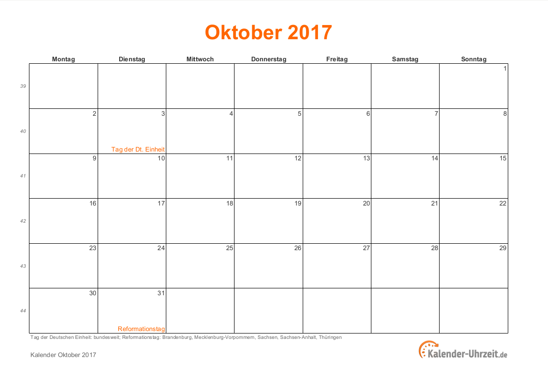 39 kalender oktober 2017 zum ausdrucken  besten bilder