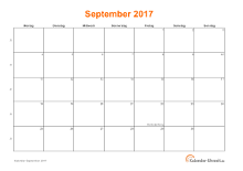 Kalender September 2017 zum Ausdrucken Kalender September 2017 mit Feiertagen