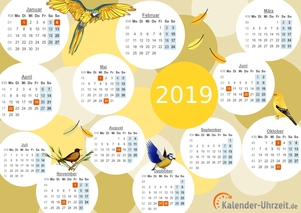 Kalender 2019 für kinder zum ausdrucken