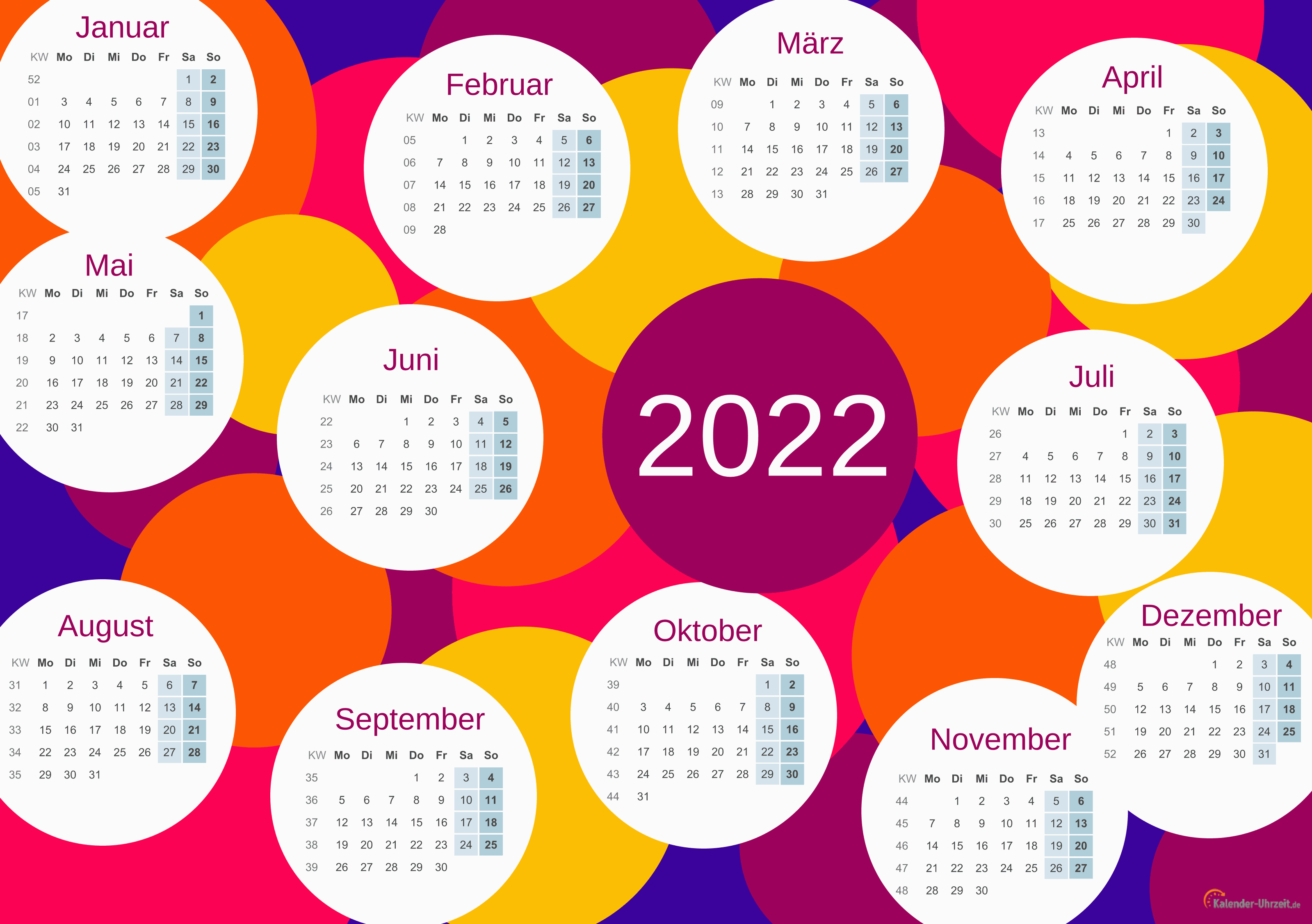 Motivkalender 2022 - PDF-Vorlage 2 Vorschau