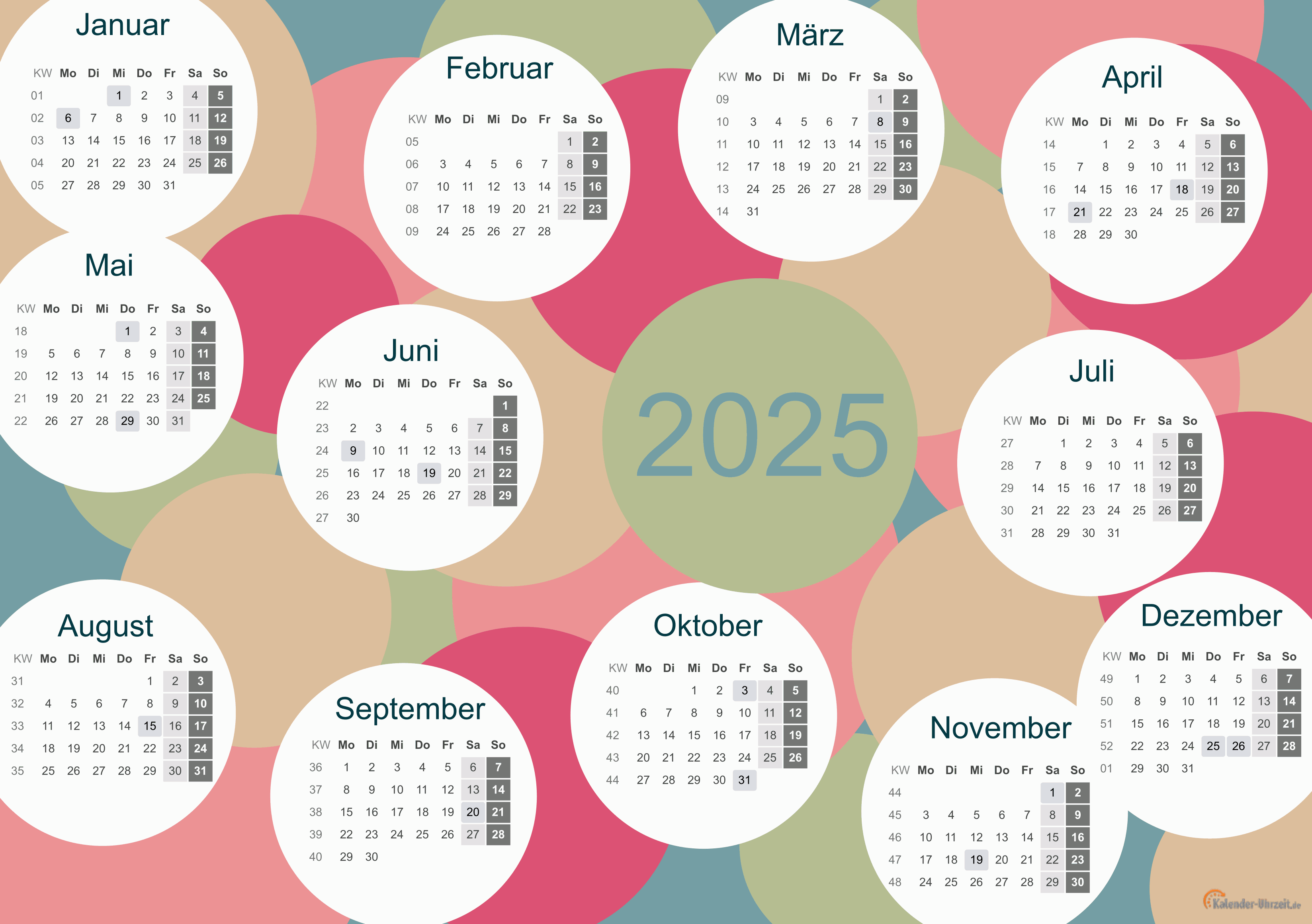 Motivkalender 2025 - PDF-Vorlage 1 Vorschau
