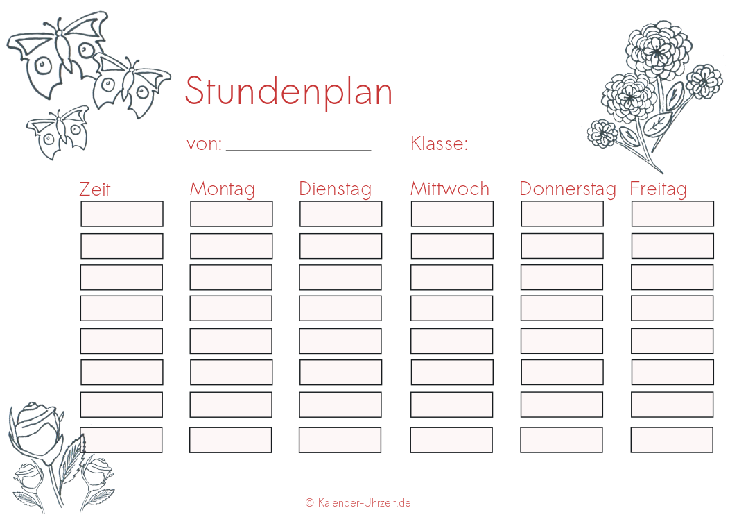 Stundenplan Vorlagen