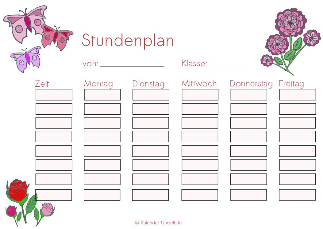 Stundenplan Vorlagen