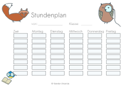 Stundenplan Waldtiere Motive