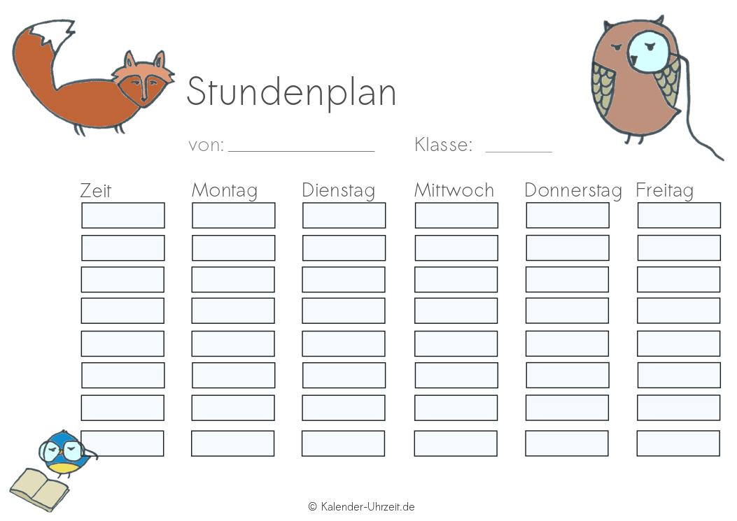 Stundenplan Vorlagen