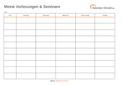 Vorlesungsplan als Excel orange