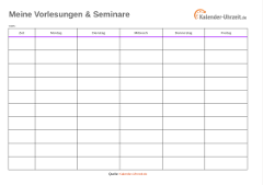 Vorlesungsplan als Excel lila