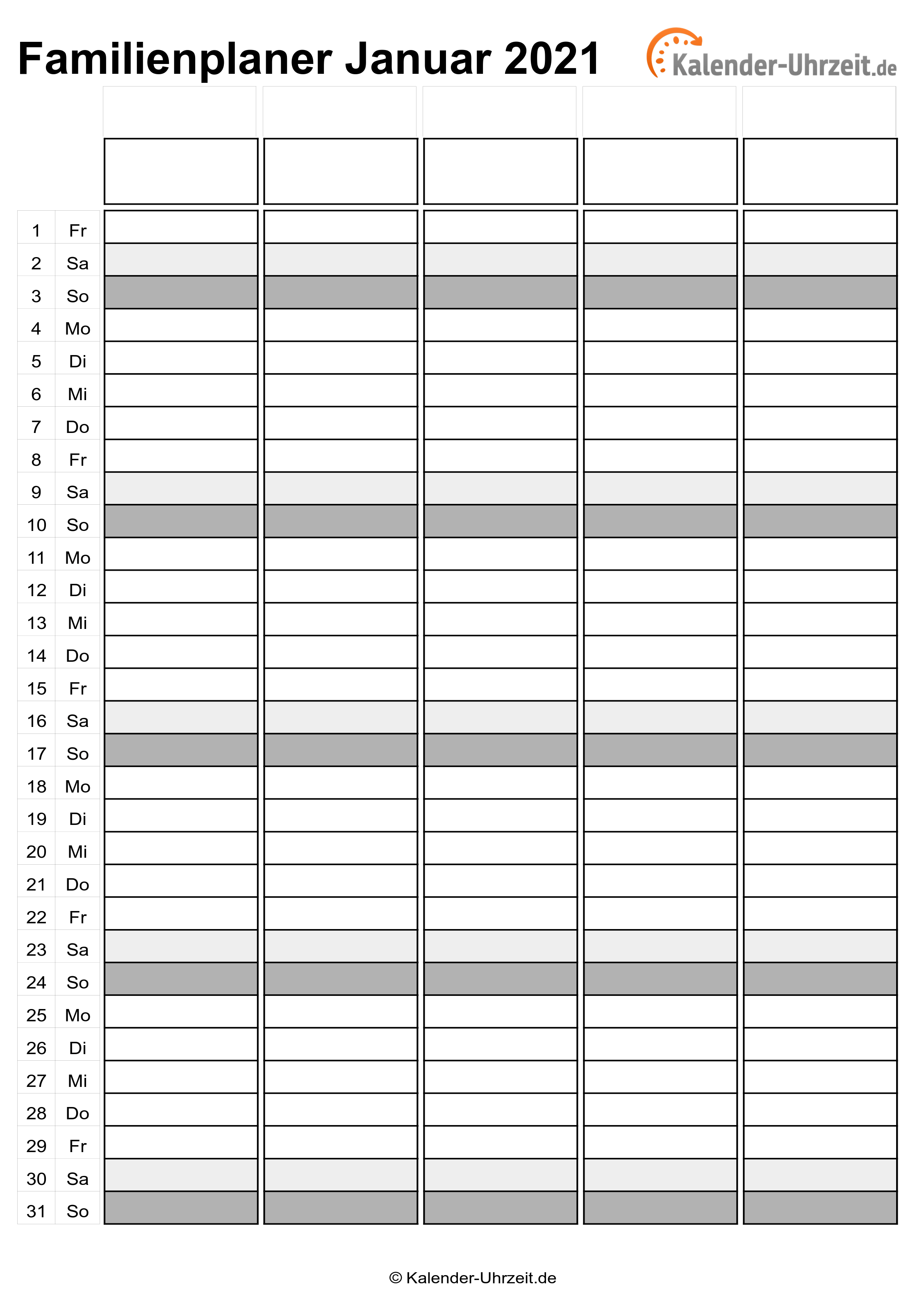 KALENDER 2021 ZUM AUSDRUCKEN - KOSTENLOS