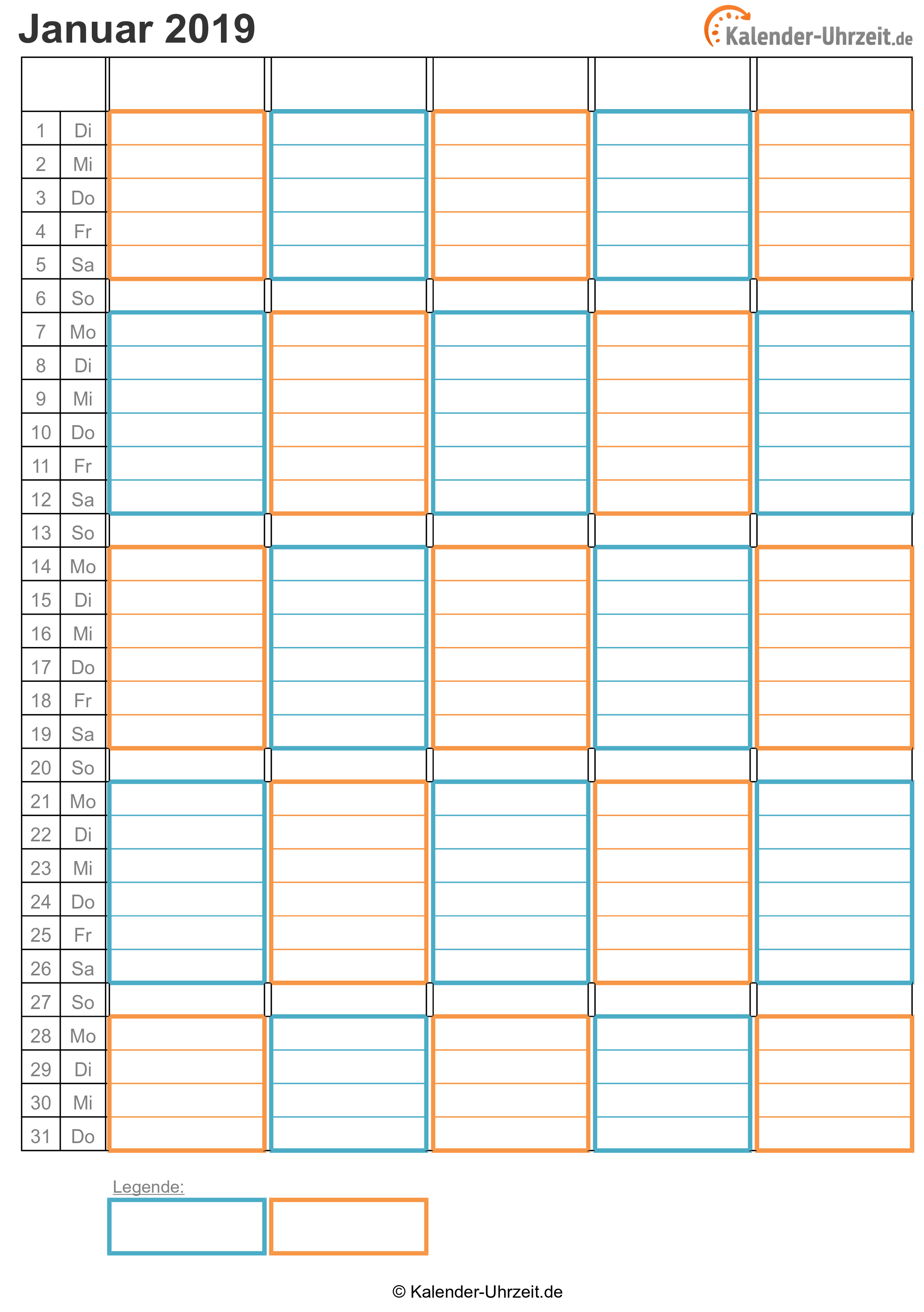 EXCEL-KALENDER 2019 - KOSTENLOS