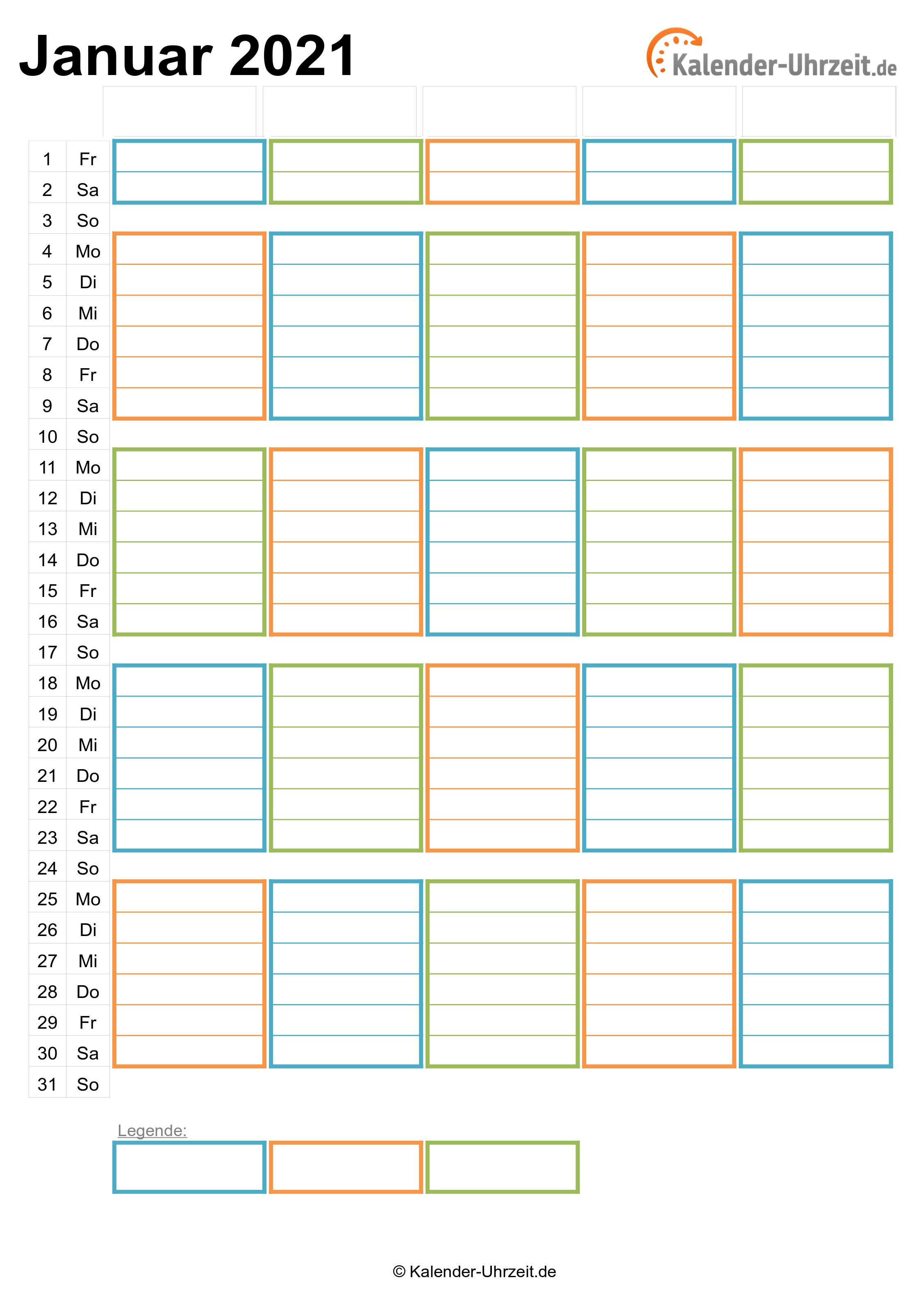 Excel Kalender 2021 Kostenlos