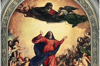 Mariä Himmelfahrt als Wandzeichnung in der St. Maria Gloriosa die Fari