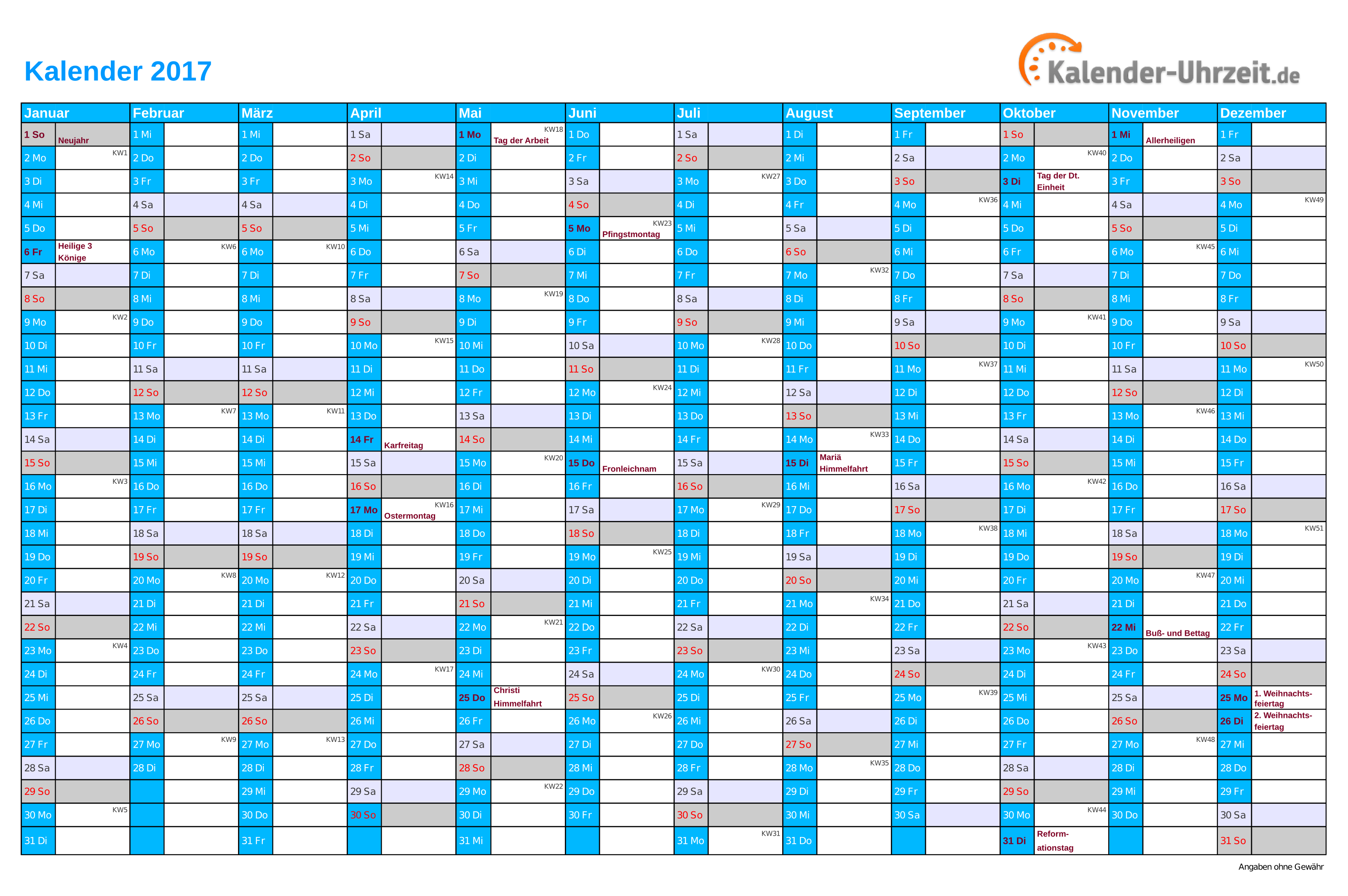 Vernederen Paradox gevoeligheid EXCEL-KALENDER 2017 - KOSTENLOS