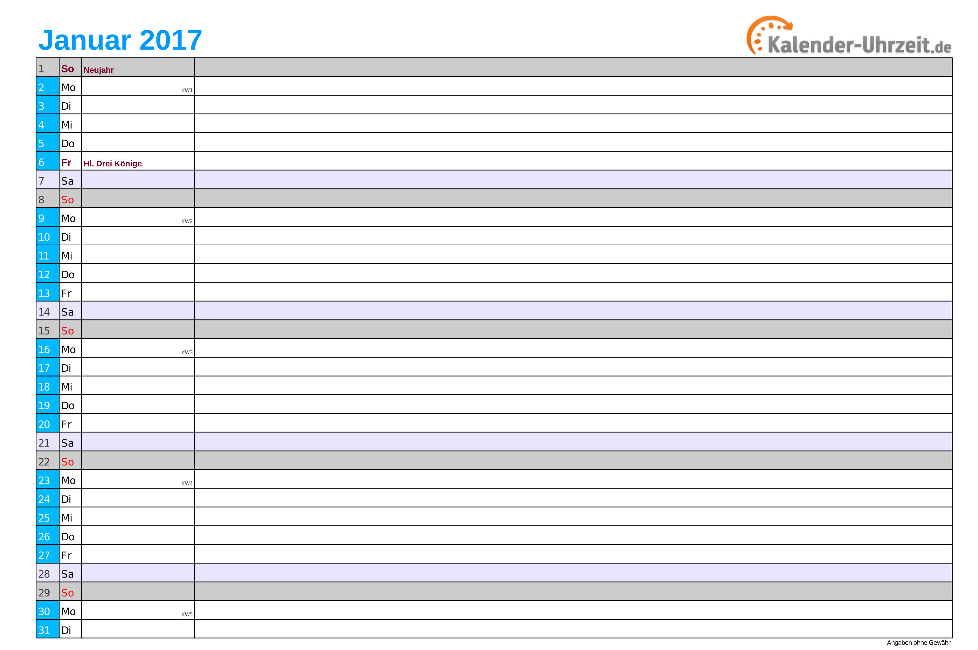 Kalender 17 Zum Ausdrucken Kostenlos