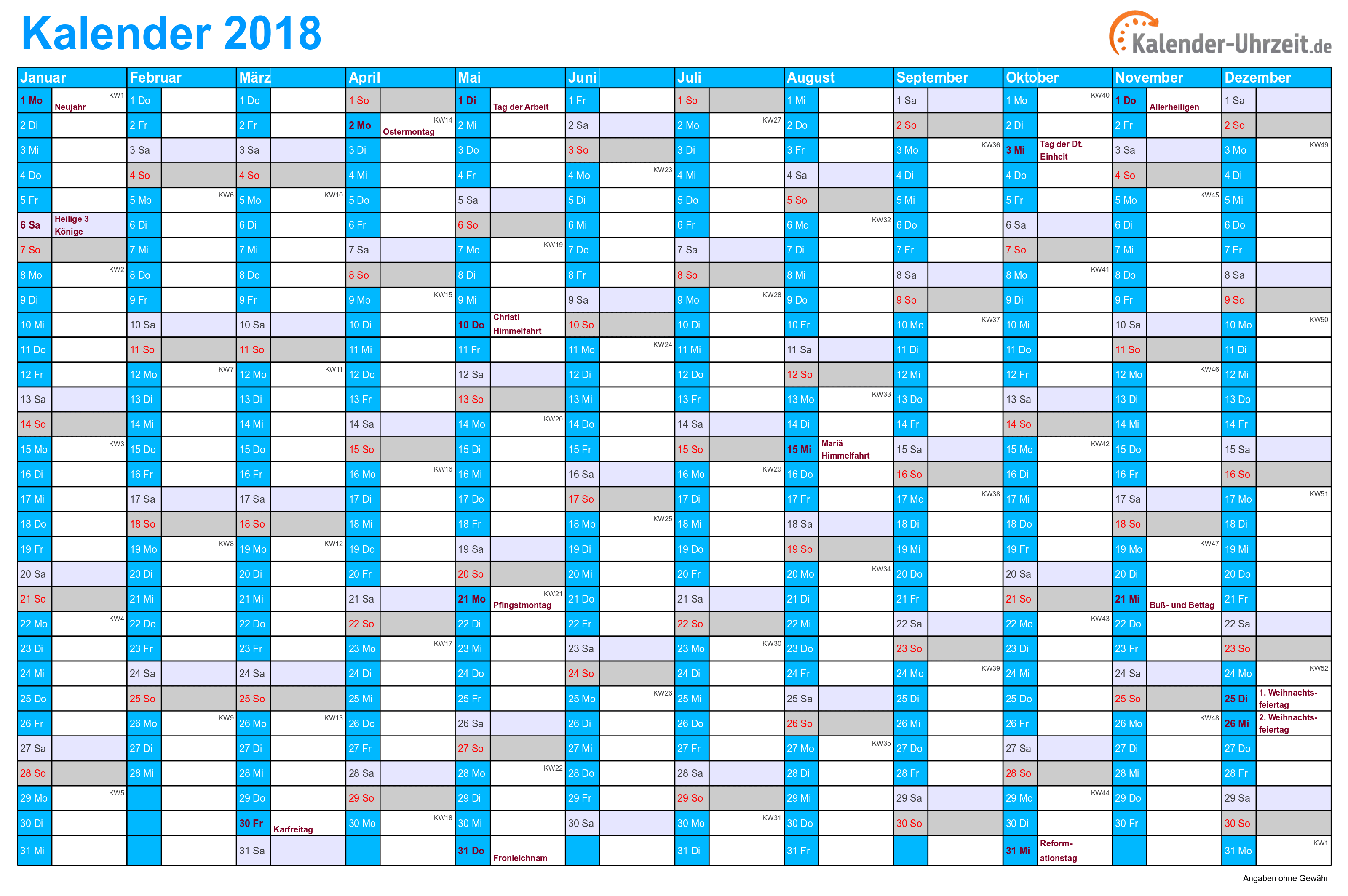 Kalender 18 Zum Ausdrucken Kostenlos